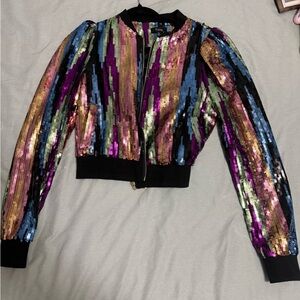 Fate Multicolor Sequin Bomber Jacket